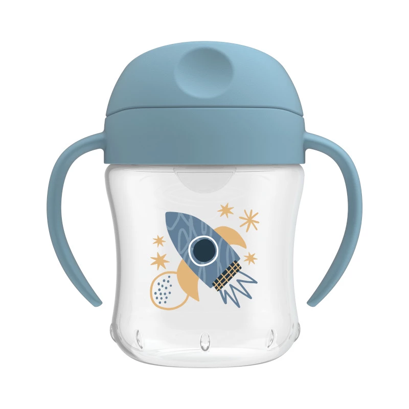 Dr. Brown's 6 oz/180 mL Soft-Spout Transition Cup with Handles, Rocket Ship (6m+), 1-Pack - Image 3