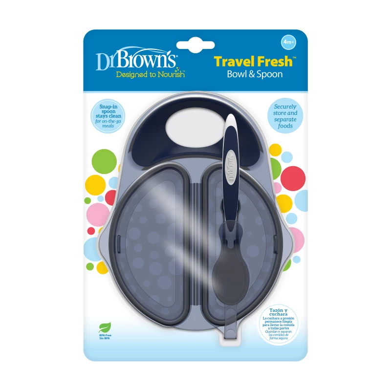 Dr. Brown's Travel Fresh™ Bowl & Snap-in Spoon, Dark Blue, 1-Pack