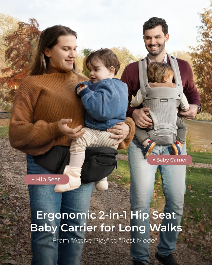 Momcozy Baby Carrier with Hip Seat Air Mesh-Grey - Image 3
