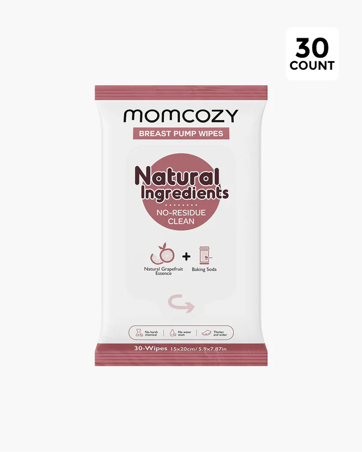 Momcozy Natural Breast Pump Wipes for Parts Cleaning on-the-go 30pcs (1PCK)