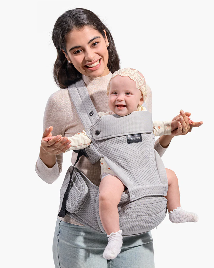 Momcozy Baby Carrier with Hip Seat Air Mesh-Grey - Image 2