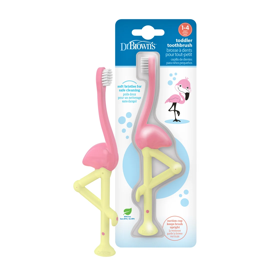 Dr. Brown's Toddler Toothbrush, Pink Flamingo, 1-Pack