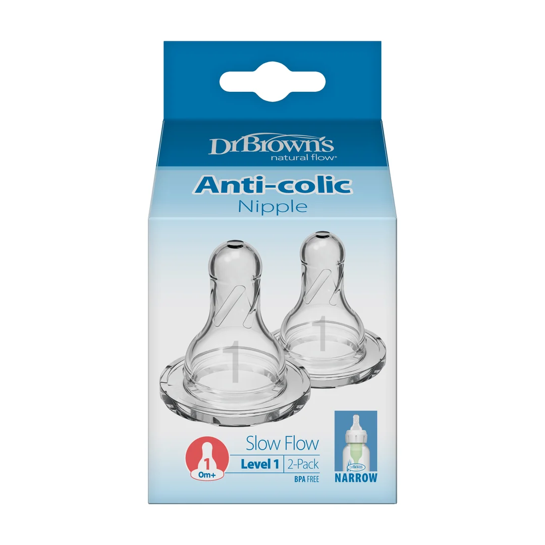 Dr. Brown's Level-1 Silicone Narrow Nipple, 2-Pack