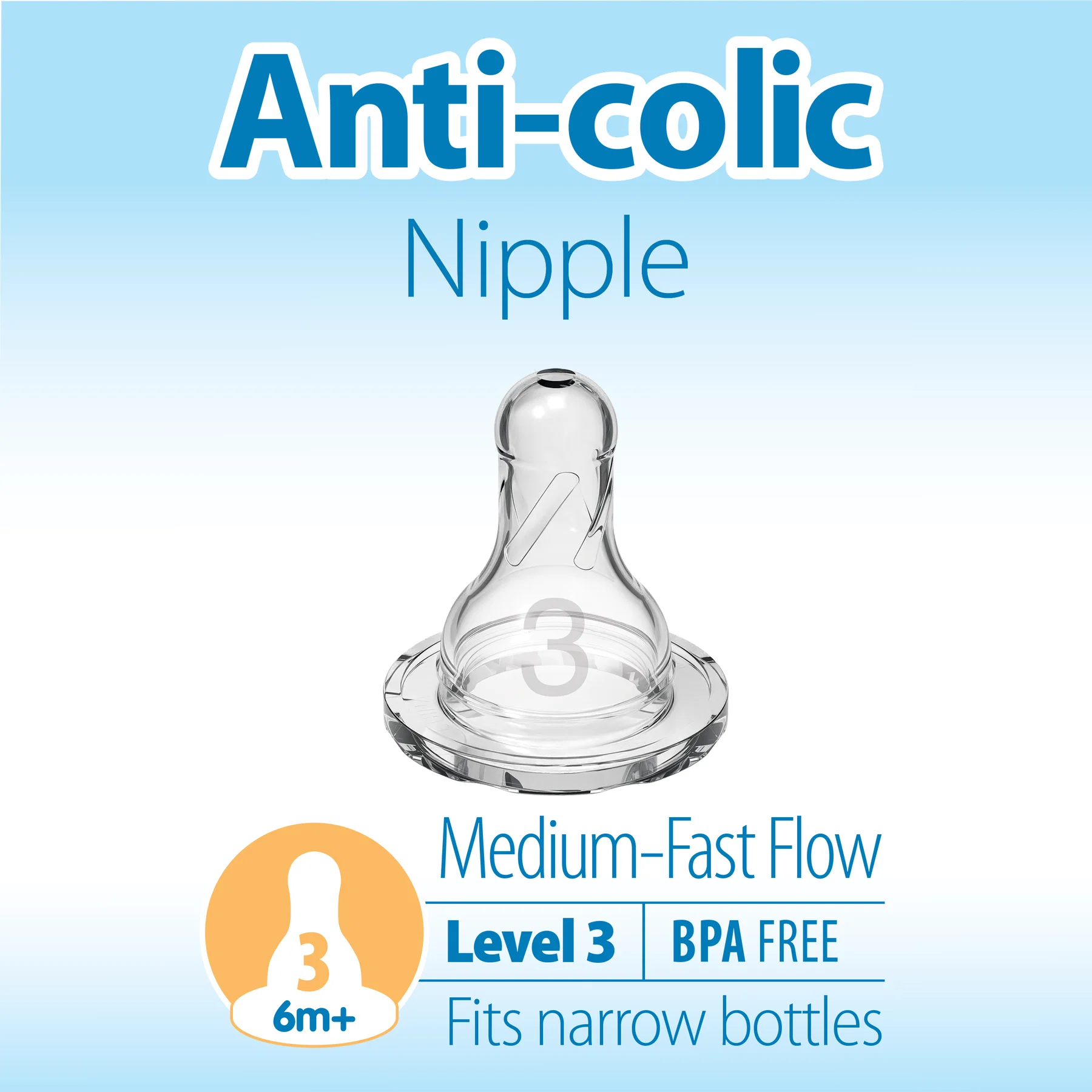 Dr. Brown's Level-3 Silicone Narrow Nipple, 2-Pack - Image 2