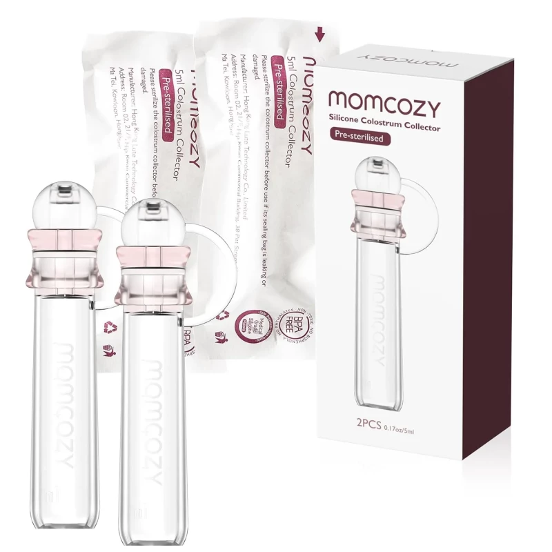Momcozy Silicone Colostrum Collector 5ml, BPA-Free, Reusable, 2 Piece Set