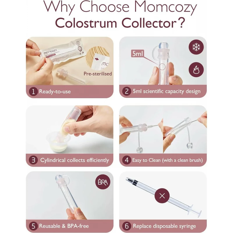 Momcozy Silicone Colostrum Collector 5ml, BPA-Free, Reusable, 2 Piece Set - Image 4